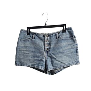 No Excuses Vintage 90s y2k Button Fly Jean Shorts Size 11/12 Mid Rise